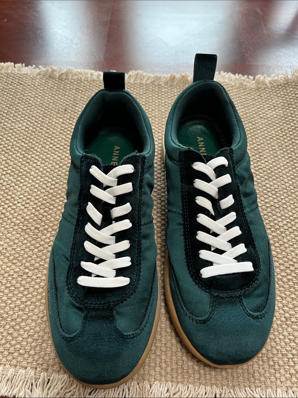 Anne Klein Forest Green Athletic Sneakers with White Laces